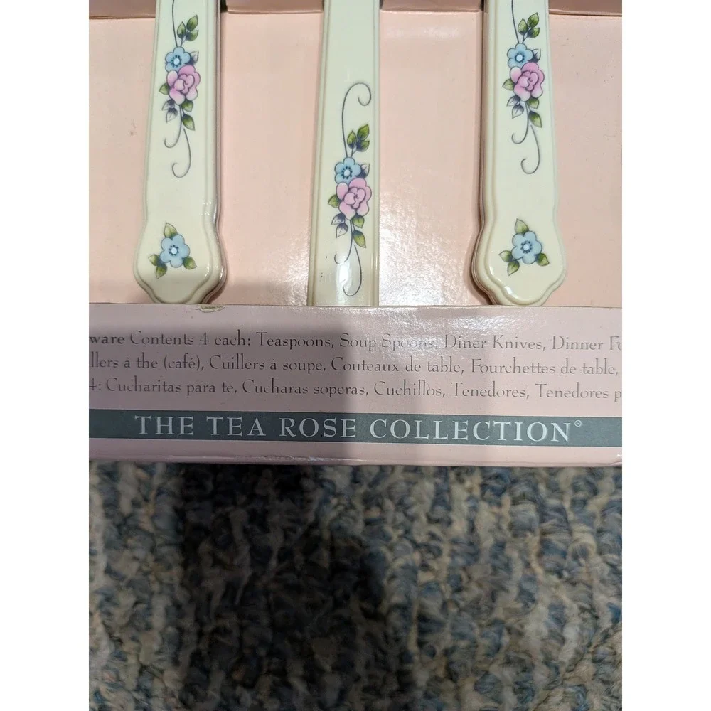 Pfaltzgraff Tea Rose Flatware Set 20 Piece Service for 4 Stainless Steel New